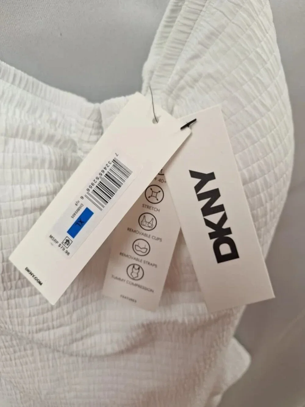 Ladies DKNY White Swimsuit Size XL ORG $80 NWT (RackD5)
